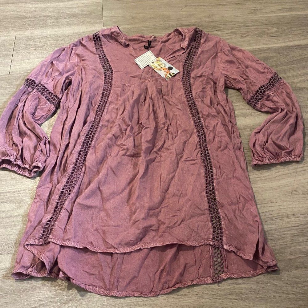 NWT Raviya purple crochet tunic size large